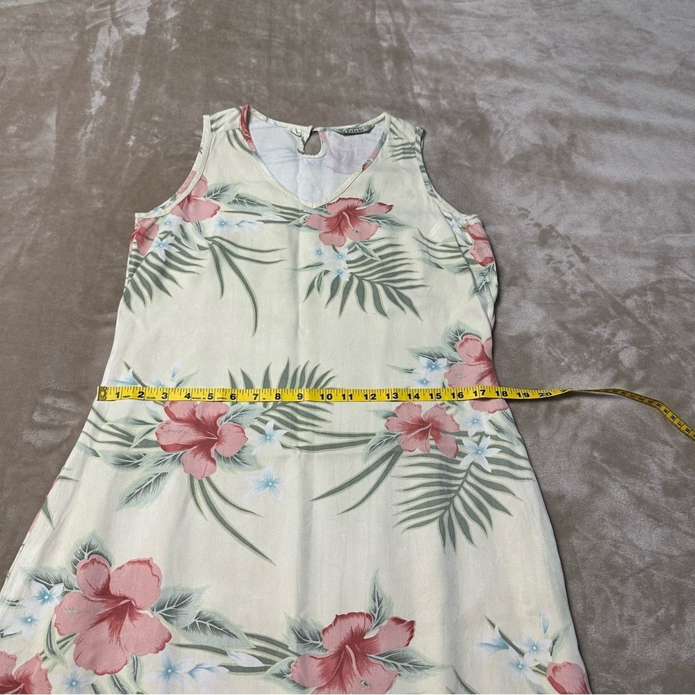 Tommy Bahama 100% Silk Hawaiian Floral Sleeveless Maxi Yellow Dress Size Medium - Picture 8 of 10